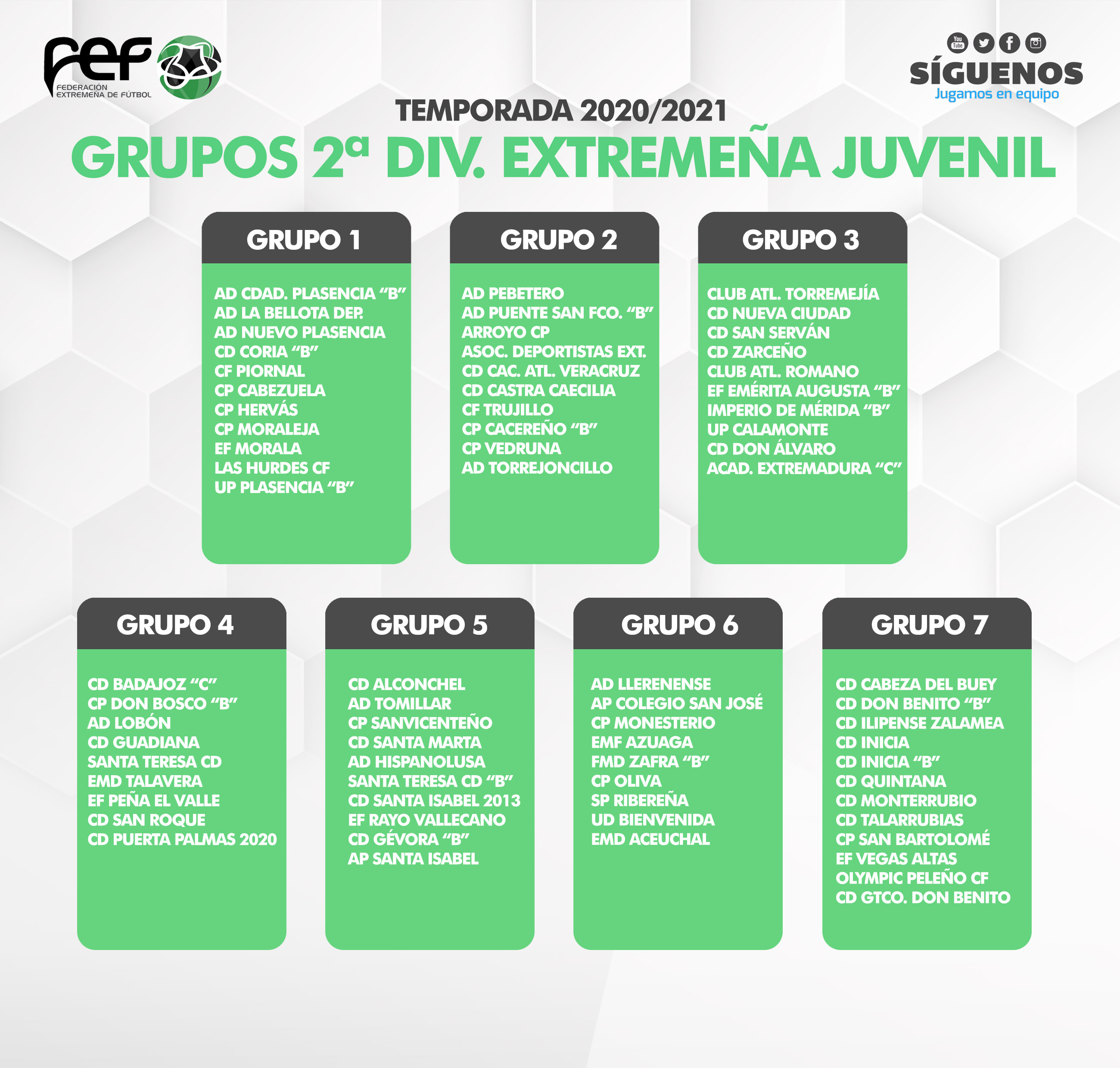 FEX-Calendarios 2ª División Extremeña Juvenil 2020/2021